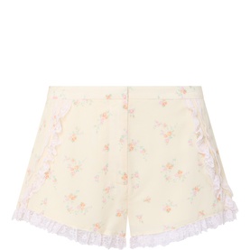 Adna Floral Lace-Trim Shorts