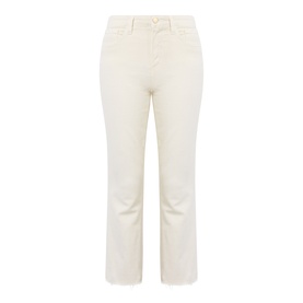 LAgence flare jeans in vintage white, cropped leg with subtle kick flare, high-rise waist, no model