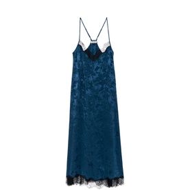 Respa Jacquard Wings Logo Back Silk Slip Dress