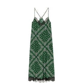 Respa Paisley Logo Back Silk Slip Dress