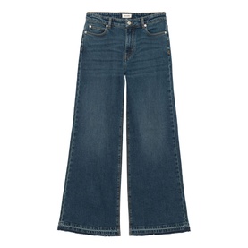 Zadig blue wide-leg jeans with high rise, contrast stitching, and raw hem finish