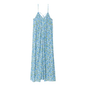 Zadig yellow floral print strappy midi dress with V-neckline, tie back detail and flowy silhouette