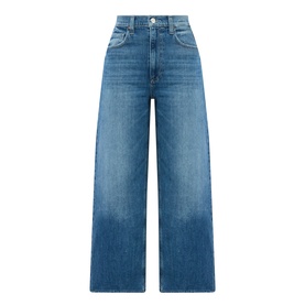 Paige Arellia Ankle Wide-Leg Jeans in Stoneview, mid-rise wide-leg silhouette with faded whiskering, clean hems and five-pocket design
