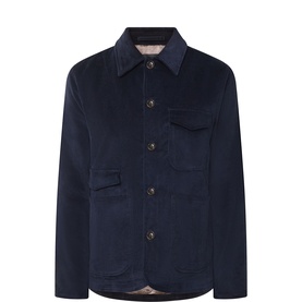 Paul Smith navy cotton casual jacket with contrast collar, button-front fastening and dual chest pockets