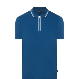 Contrast Tipped Zip Polo Shirt