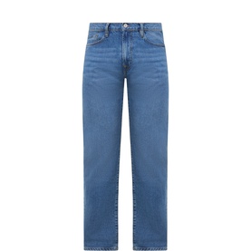 Paul Smith Blue Over Dyed slim-fit jeans, five-pocket design with classic waistband, mid-blue wash, straight leg opening