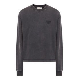 Almost Home Porto Black cotton sweatshirt with ribbed cuffs and tonal logo patch on chest, long sleeves
