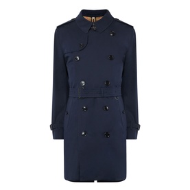 Burberry Kensington Heritage Trench Coat in coal blue, double-breasted with epaulettes, tabbed cuffs, matching belt and point collar