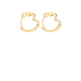 Daisy Jewellery Est&eacute;e Lalonde Flow Huggies in 18ct gold plate, close-fitting huggie hoops with smooth twisted wave silhouette