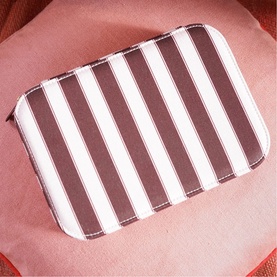 Daisy Jewellery Polly Large Jewellery Case in pink with bold brown and white striped cotton exterior, compact rectangular design.