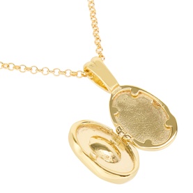 Daisy Jewellery Est&eacute;e Lalonde Sapphire Locket Necklace in 18ct gold plate, open oval locket on fine chain revealing memory compartment interior
