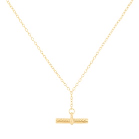 Daisy Jewellery Est&eacute;e Lalonde T-Bar Necklace in 18ct gold plate with subtly engraved T-bar pendant on delicate linked chain