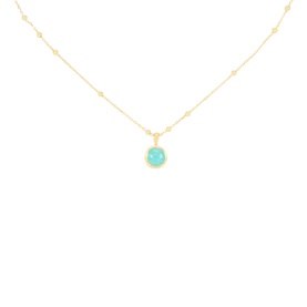 Daisy Jewellery Healing Stone Necklace in 18ct gold plate with round amazonite pendant on adjustable bobble chain