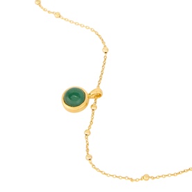 Daisy Jewellery Healing Stone Necklace in 18ct gold plate with round green aventurine stone pendant on adjustable bobble chain