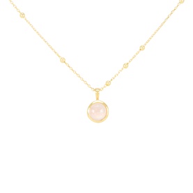 Daisy Jewellery Healing Stone Necklace in 18ct gold plate with round rose quartz pendant on adjustable bobble chain