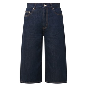 InWear Glenn Culotte Jeans in Dark Denim, mid-rise wide-leg culotte cut, five-pocket styling, tobacco stitching, clean hems