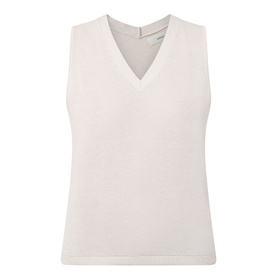 InWear Deva Knitted Vest in Ecru, sleeveless with V-neckline, straight hem and ribbed trims, cotton-linen knit