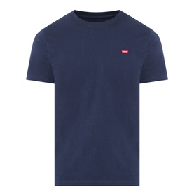 Levis Original Housemark Logo T-Shirt in blue, crew neck, short sleeves, small red logo on chest, straight hemline