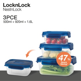 NestnLock Blue Container Three-Piece Set