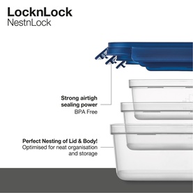 NestnLock Blue Container Three-Piece Set