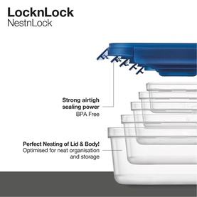 NestnLock Blue Container Five-Piece Set