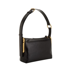 Marc Jacobs Scene Logo Shoulder Bag in black smooth leather with gold-toned hardware, adjustable strap and logo detail