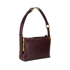 Marc Jacobs Scene Logo Shoulder Bag in dark port smooth leather with gold-toned hardware and adjustable top-handle strap