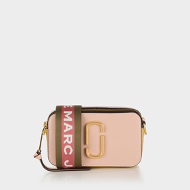 Marc Jacobs The Colourblock Chain Snapshot crossbody bag in Rose Multi, gold-toned hardware, colour-blocked leather, logo web strap