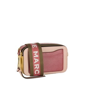 Marc Jacobs The Colourblock Chain Snapshot crossbody in Rose Multi, gold-toned hardware, colour-blocked leather, logo web strap