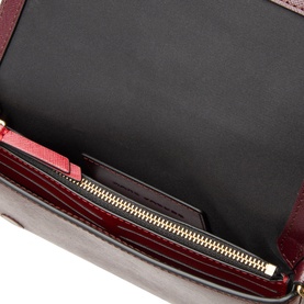 Marc Jacobs The Snapshot On Chain Wallet in black multi, open interior view showing black lining, card slot, and gold-toned zip pocket