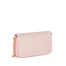 Marc Jacobs The Snapshot On Chain Wallet in powder pink, smooth leather with gold-toned curb chain strap and flap closure