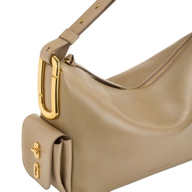 Marc Jacobs The Scene Large Shoulder Bag in light slate smooth leather, gold-tone engraved J-logo hardware and attached side pocket with turn lock