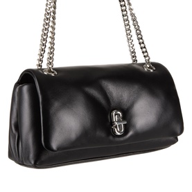 Marc Jacobs Scene Chain Mini Bag in black smooth leather with gunmetal chain straps and twist-lock flap closure