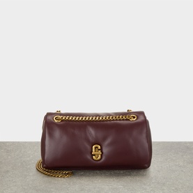 Marc Jacobs The Dual Chain Mini Bag in Dark Port smooth leather, gold-tone chain strap and double J turn-lock closure