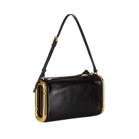 Marc Jacobs Scene Small Shoulder Bag in black leather with gold-toned end hardware, zip-top closure, and single shoulder strap