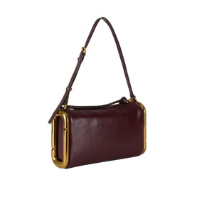 Marc Jacobs Scene Small Shoulder Bag in dark port leather with gold-toned frame hardware at both ends and adjustable shoulder strap