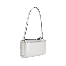 Marc Jacobs Scene Small Shoulder Bag in silver metallic leather with zip-top closure, silver-toned hardware, and adjustable shoulder strap