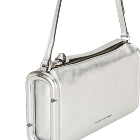 Marc Jacobs Scene Small Shoulder Bag in silver metallic leather, zip-top closure, silver-toned hardware, single shoulder strap