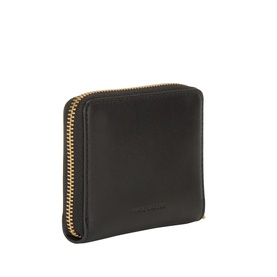 Marc Jacobs The Scene Slim Compact Wallet in black smooth leather with gold-tone zip-around fastening and embossed logo detail