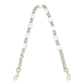Marc Jacobs The Logo Chain Shoulder Strap in silver-tone metal with logo lettering and lobster claw fastenings