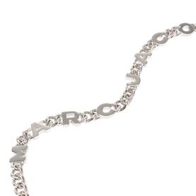 Marc Jacobs The Logo Chain Shoulder Strap in silver-tone metal with spaced logo lettering links and lobster fastenings