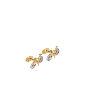 Paul Smith Access gold brass bicycle cufflinks with silver-tone wheel detail, sold as a pair