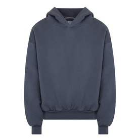 Robyn Lynch slate blue cotton hoodie with oversized fit, ribbed cuffs and hem, and large hood