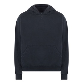 Robyn Lynch Ireland Logo Embroidered Hoodie in slate blue, fixed hood, kangaroo pocket, ribbed trims, tonal stitching, dropped shoulders