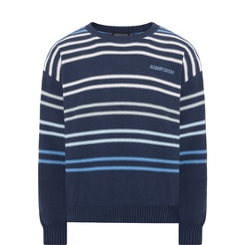 Striped Logo Boxy Fit Sweater