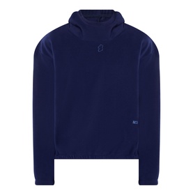 Robyn Lynch Ireland Logo Embroidered Polar Fleece Hoodie in Navy with fixed hood, high neck, tonal embroidery and monogram logo at hip