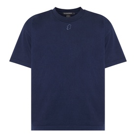 Robyn Lynch navy cotton T-shirt with tonal embroidered logo at chest, relaxed fit, short sleeves, crew neck