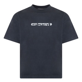 Robyn Lynch Skint Logo T-Shirt in off black with white chest logo graphic, high crew neck, dropped shoulders and short sleeves