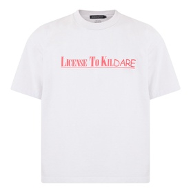 Robyn Lynch grey cotton T-shirt with red "License To Kildare" graphic print, crew neck, short sleeves