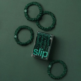 Pure Silk Skinny Scrunchies - Green